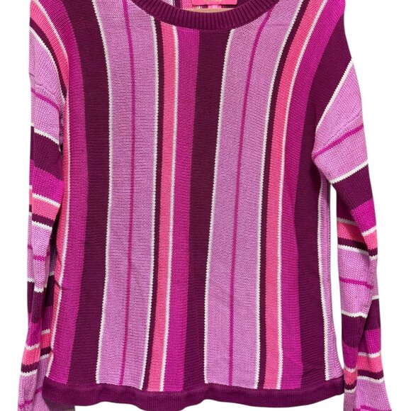 Lilly Pulitzer Island Stripe Daryl Crewneck Sweater Size Large Pink Purple - Picture 3 of 6